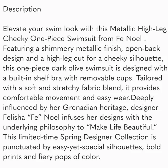 NWT Fe Noel X Target Dark Olive Metallic Swimsuit + NWT The Day Fashion Sunglass - Picture 10 of 16